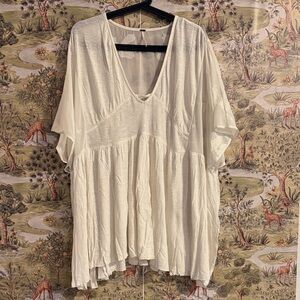 Free People Cream Flowy Blouse
